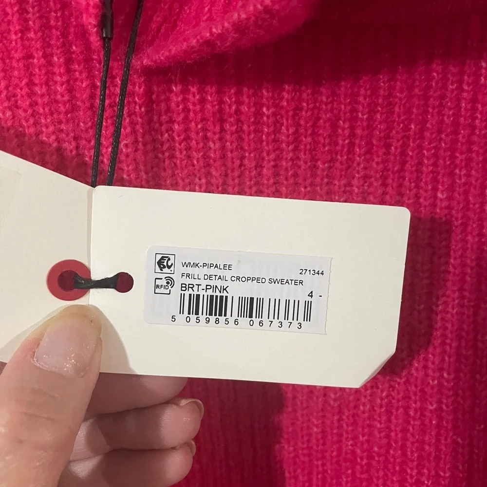 NWT Ted Baker London Pippalee Frill Detail Bright Pink Sweater